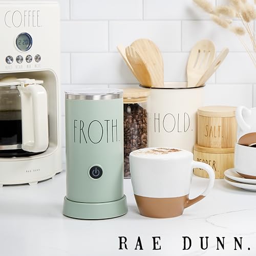 Rae Dunn Electric Milk Frother Steamer -Stylish Automatic Milk Steamer and Frother, Milk Warmer, Hot and Cold Foam Maker for Coffee, Latte, Cappuccino, Macchiato - 550 Watt (Sage) - My Kitchen Products