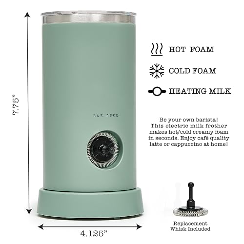 Rae Dunn Electric Milk Frother Steamer -Stylish Automatic Milk Steamer and Frother, Milk Warmer, Hot and Cold Foam Maker for Coffee, Latte, Cappuccino, Macchiato - 550 Watt (Sage) - My Kitchen Products