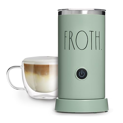 Rae Dunn Electric Milk Frother Steamer -Stylish Automatic Milk Steamer and Frother, Milk Warmer, Hot and Cold Foam Maker for Coffee, Latte, Cappuccino, Macchiato - 550 Watt (Sage) - My Kitchen Products