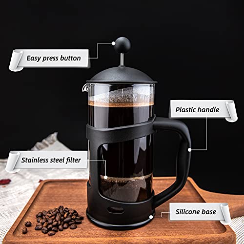 RAINBEAN Mini French Press Coffee Maker, 1 Cup, 12oz, Maximum Flavor Brewer with Stainless Steel Filter, 350ml - Small - My Kitchen Products