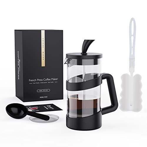RAINBEAN Mini French Press Coffee Maker, 12 oz, Camping Coffee Press Pot, Small French Press, Tea and Frothed Milk Press (Black, 12 oz) - My Kitchen Products