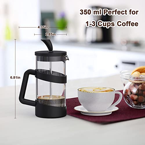 RAINBEAN Mini French Press Coffee Maker, 12 oz, Camping Coffee Press Pot, Small French Press, Tea and Frothed Milk Press (Black, 12 oz) - My Kitchen Products