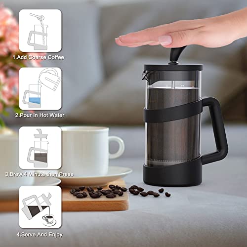 RAINBEAN Mini French Press Coffee Maker, 12 oz, Camping Coffee Press Pot, Small French Press, Tea and Frothed Milk Press (Black, 12 oz) - My Kitchen Products