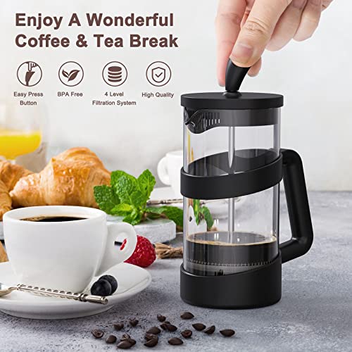 RAINBEAN Mini French Press Coffee Maker, 12 oz, Camping Coffee Press Pot, Small French Press, Tea and Frothed Milk Press (Black, 12 oz) - My Kitchen Products