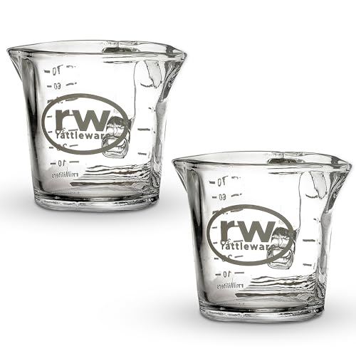 Rattleware Espresso Shot Glass Pitcher, Double Spouted Genuine Barista Measuring Cup with Graduations in Ml & Oz