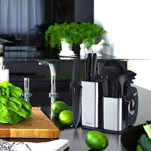 RAXCO Kitchen Utensils Set,18-Piece Cooking Utensils and Knife Set,Black - My Kitchen Products
