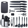 RAXCO Kitchen Utensils Set,18-Piece Cooking Utensils and Knife Set,Black - My Kitchen Products