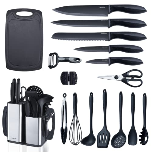 RAXCO Kitchen Utensils Set,18-Piece Cooking Utensils and Knife Set,Black - My Kitchen Products
