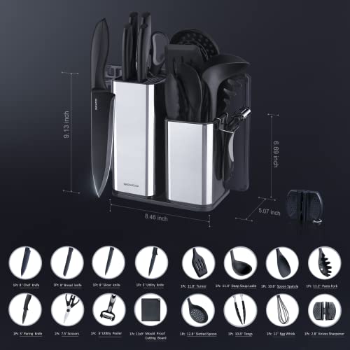 RAXCO Kitchen Utensils Set,18-Piece Cooking Utensils and Knife Set,Black - My Kitchen Products