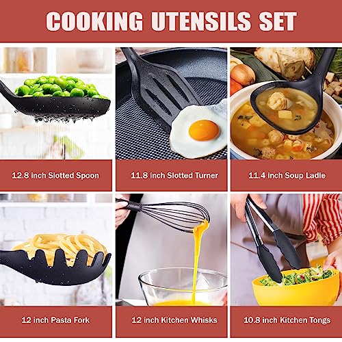 RAXCO Kitchen Utensils Set,18-Piece Cooking Utensils and Knife Set,Black - My Kitchen Products