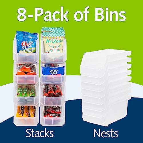 ReadySpace Medium Plastic Storage Bins, Stackable Organizer Containers for Closet Pantry Shelf Garage and Office Organization, Clear, 8 Pack - My Kitchen Products