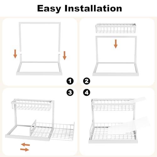 REALINN Under Sink Organizer, Pull Out Cabinet Organizer 2 Tier Slide Out Sink Shelf Cabinet Storage Shelves, Under Sink Storage for Kitchen Bathroom Cabinet, White, 1 Pack - My Kitchen Products