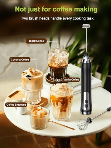 Rechargeable Milk Frother, Coffee Frother Handheld Wand, IP67 Waterproof Electric Foam Maker, High Power High-speed Drink Mixer Foamer for Matcha, Lattes, Cappuccino - My Kitchen Products