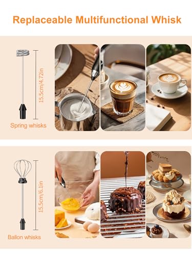 Rechargeable Milk Frother, Coffee Frother Handheld Wand, IP67 Waterproof Electric Foam Maker, High Power High-speed Drink Mixer Foamer for Matcha, Lattes, Cappuccino - My Kitchen Products