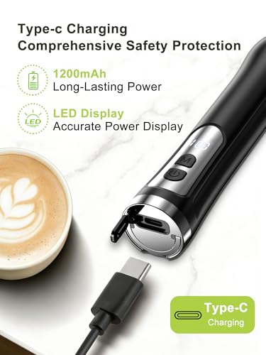 Rechargeable Milk Frother, Coffee Frother Handheld Wand, IP67 Waterproof Electric Foam Maker, High Power High-speed Drink Mixer Foamer for Matcha, Lattes, Cappuccino - My Kitchen Products