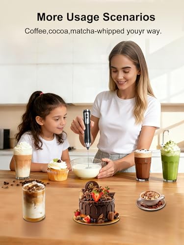 Rechargeable Milk Frother, Coffee Frother Handheld Wand, IP67 Waterproof Electric Foam Maker, High Power High-speed Drink Mixer Foamer for Matcha, Lattes, Cappuccino - My Kitchen Products