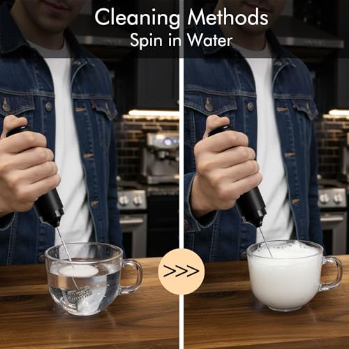 Rechargeable Milk Frother Handheld, 2-IN-1 Dual Spring Whisk Electric Frother Wand for Cappuccino Latte Macchiato, Portable Drink Mixer for Coffee, Matcha, Hot Chocolate - My Kitchen Products