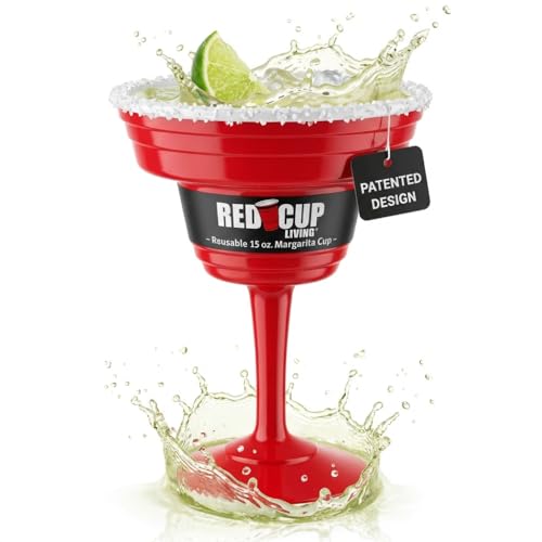 Red Cup Living Reusable Plastic Margarita Glasses with Stem 15 oz – Shatterproof Cocktail Cups, Durable Party Stemware for Pool, Patio & Outdoor,st patricks day accessories & spring break essentials - My Kitchen Products