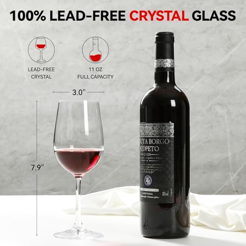Red Wine Glasses Set of 4, 11oz, Premium Crystal Wine Glasses Hand Blown, Unique Birthday Gift or Wedding Anniversary - My Kitchen Products