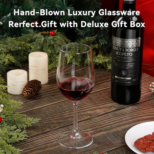 Red Wine Glasses Set of 4, 11oz, Premium Crystal Wine Glasses Hand Blown, Unique Birthday Gift or Wedding Anniversary - My Kitchen Products
