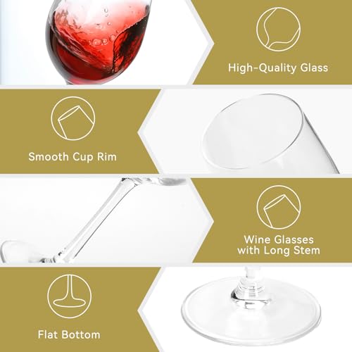 Red Wine Glasses Set of 4, 11oz, Premium Crystal Wine Glasses Hand Blown, Unique Birthday Gift or Wedding Anniversary - My Kitchen Products