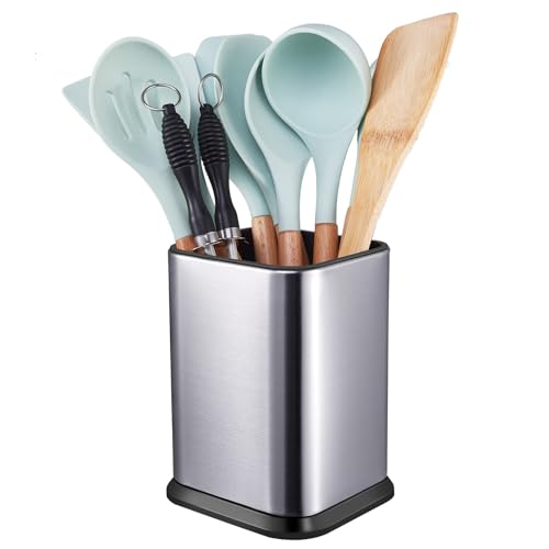 RedCall Stainless Steel Kitchen Utensil Holder for Countertop, Spoon Spatula Organizer,Modern Rectangular Large Cooking