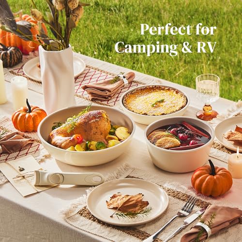 Redchef Ceramic Pots and Pans Set Non Stick, Nonstick Kitchen Cookware Sets, Non Toxic Pots and Pans Set Non Stick, PFAS PFOA & PTFE Free, Detachable Handle Pots and Pans 5 Piece, RV Cookware - My Kitchen Products