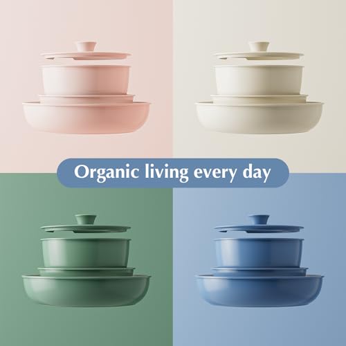 Redchef Ceramic Pots and Pans Set Non Stick, Nonstick Kitchen Cookware Sets, Non Toxic Pots and Pans Set Non Stick, PFAS PFOA & PTFE Free, Detachable Handle Pots and Pans 5 Piece, RV Cookware - My Kitchen Products