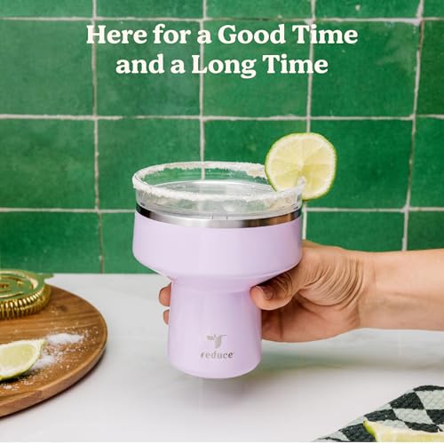 REDUCE Saltini 16 oz Cocktail Tumbler - Insulated Margarita Tumbler with Lid - Keeps Drinks Cold for 10 Hours - 360 Sippable Martini Glass Alternative - Shatterproof, Perfect for Parties - Oahu Blue - My Kitchen Products