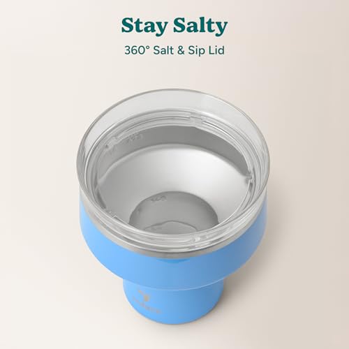 REDUCE Saltini 16 oz Cocktail Tumbler - Insulated Margarita Tumbler with Lid - Keeps Drinks Cold for 10 Hours - 360 Sippable Martini Glass Alternative - Shatterproof, Perfect for Parties - Oahu Blue - My Kitchen Products