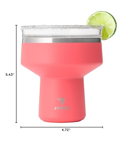 REDUCE Saltini 16 oz Cocktail Tumbler - Insulated Margarita Tumbler with Lid - Keeps Drinks Cold for 10 Hours - 360 Sippable Martini Glass Alternative - Shatterproof, Perfect for Parties - Daiquiri - My Kitchen Products