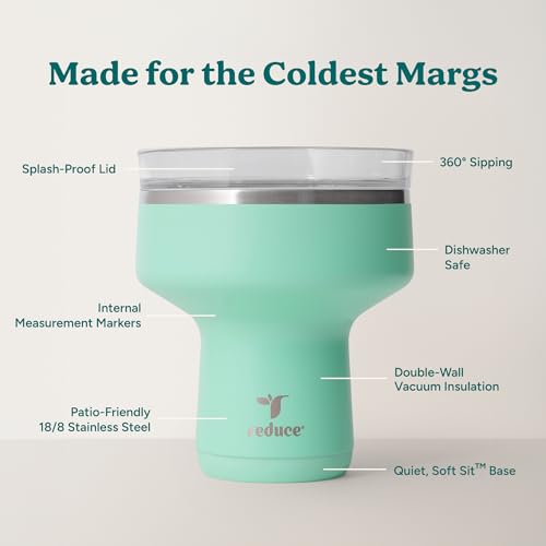 REDUCE Saltini 16oz Cocktail Tumbler - Insulated Margarita Tumbler with Lid-Keeps Drinks Cold for 10 Hours-360 Sippable Martini Glass Alternative-Shatterproof Perfect for Parties - Multicolor - 4 Pack - My Kitchen Products