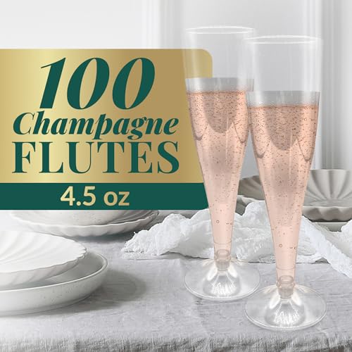 Reli. Champagne Flutes Plastic | 100 Pack | 4.5 oz - Clear | Premium Plastic Champagne Flutes | Party-Perfect for Celebrations - My Kitchen Products