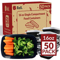 Reli. Meal Prep Containers, 16 oz. | 50 Pack | 1 Compartment Food Container w/Lids | Microwavable Food Storage Containers/To Go | Black Reusable Bento Box/Lunch Box for Meal Prep - My Kitchen Products