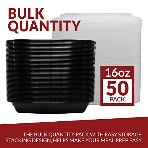 Reli. Meal Prep Containers, 16 oz. | 50 Pack | 1 Compartment Food Container w/Lids | Microwavable Food Storage Containers/To Go | Black Reusable Bento Box/Lunch Box for Meal Prep - My Kitchen Products
