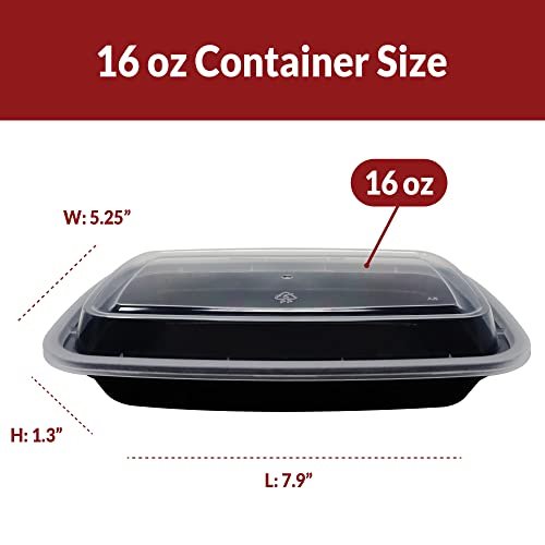 Reli. Meal Prep Containers, 16 oz. | 50 Pack | 1 Compartment Food Container w/Lids | Microwavable Food Storage Containers/To Go | Black Reusable Bento Box/Lunch Box for Meal Prep - My Kitchen Products
