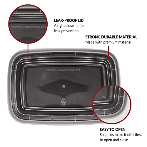Reli. Meal Prep Containers, 16 oz. | 50 Pack | 1 Compartment Food Container w/Lids | Microwavable Food Storage Containers/To Go | Black Reusable Bento Box/Lunch Box for Meal Prep - My Kitchen Products