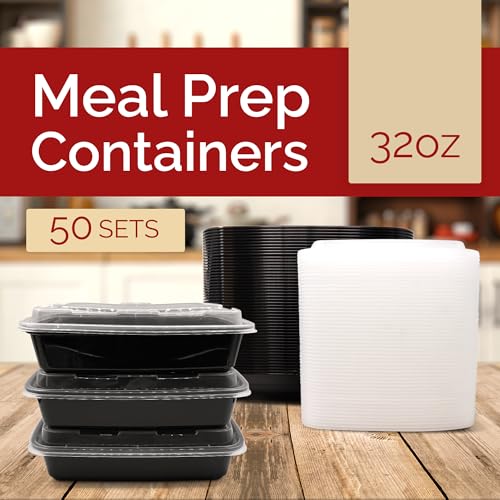 Reli. Meal Prep Containers (50 Pack, 32 oz.) | 1 Compartment Food Containers with Lids | Microwavable Freezer Dishwasher Safe - Bento Box - My Kitchen Products