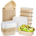 Remerry 100 Sets 23 oz Disposable Bowls with Lids Paper Meal Prep Containers Disposable Paper Food Containers Throw Away Lunch Salad Bowls for Restaurant Party Serving - My Kitchen Products