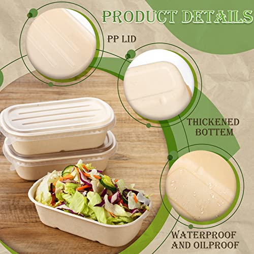 Remerry 100 Sets 23 oz Disposable Bowls with Lids Paper Meal Prep Containers Disposable Paper Food Containers Throw Away Lunch Salad Bowls for Restaurant Party Serving - My Kitchen Products