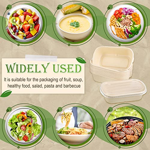 Remerry 100 Sets 23 oz Disposable Bowls with Lids Paper Meal Prep Containers Disposable Paper Food Containers Throw Away Lunch Salad Bowls for Restaurant Party Serving - My Kitchen Products