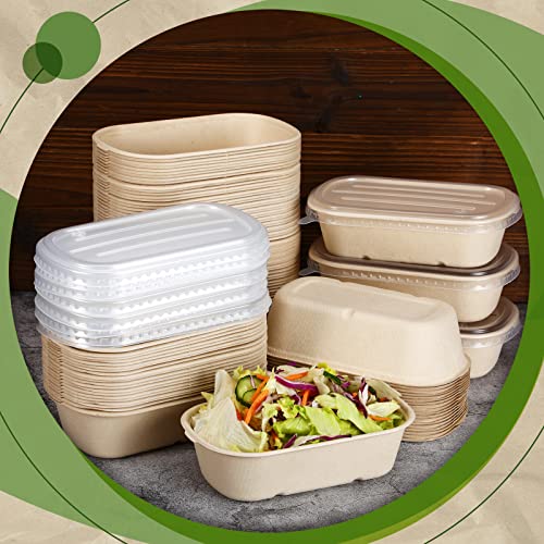 Remerry 100 Sets 23 oz Disposable Bowls with Lids Paper Meal Prep Containers Disposable Paper Food Containers Throw Away Lunch Salad Bowls for Restaurant Party Serving - My Kitchen Products