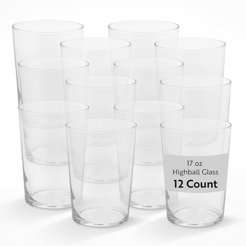 Restaurantware Sumi 17.3 Ounce Highball Glasses Set of 12 Lead-Free Tom Collins