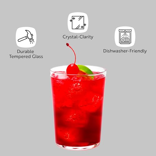 Restaurantware Sumi 17.3 Ounce Highball Glasses Set of 6 Fine-Blown Tom Collins Glasses - Tempered Dishwasher-Safe Glassware Clear Glass Tall Bar Glasses Serve Water Juices Cocktails Or Beers - My Kitchen Products
