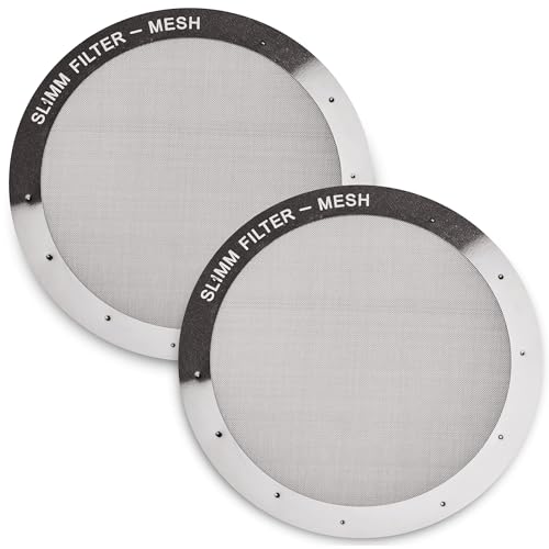 Reusable Filter Set by Slimm Filter - 2 Piece, Stainless Steel Metal - 2x Mesh Metal Filters For AeroPress Coffee & Espresso Maker, with Complimentary Recipe Book - Brew Barista-Grade Coffee At Home - My Kitchen Products