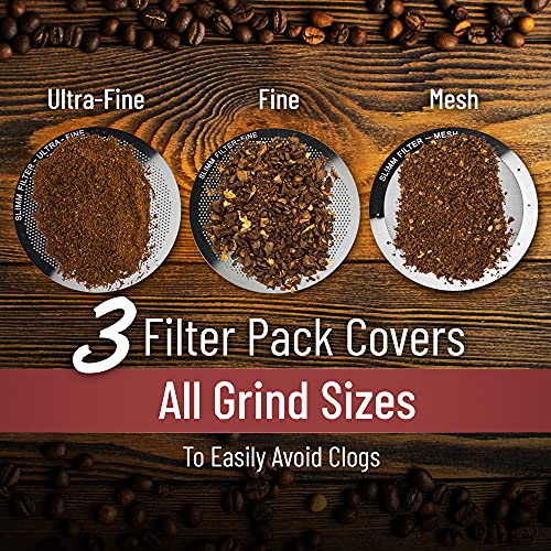 Reusable Filter Set by Slimm Filter - 3 Piece, Stainless Steel Metal - Mesh, Fine, Ultra-Fine Metal Filter For AeroPress Coffee and Espresso Maker - Brew Barista-Grade Coffee At Home - My Kitchen Products