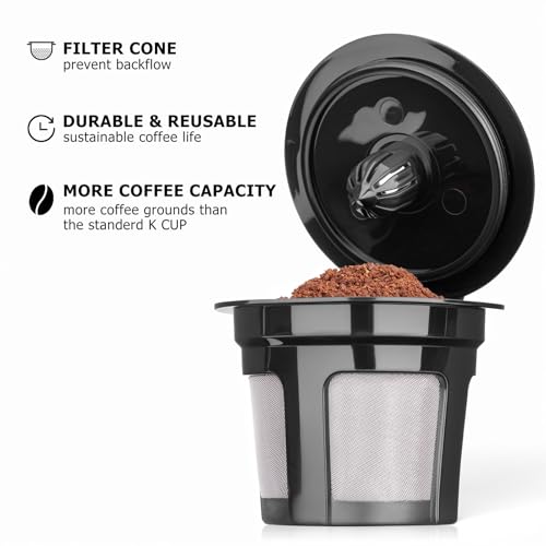 Reusable K Cups for Keurig K Elite, K Classic, K Compact, K Latte, K Duo and All 2.0 & 1.0 Coffee Makers, 2 Pack K Cup Coffee Filters - Black - My Kitchen Products
