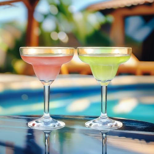 Reusable Plastic Margarita Glasses Set of 4, 9oz(250ml), Heavy Duty, 145 Grams, Unbreakable Plastic Cocktail Glasses, BPA Free, Dishwasher Safe, Perfect for Poolside, Outdoors, Camping, and More - My Kitchen Products