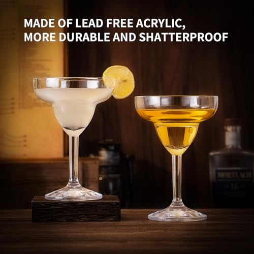 Reusable Plastic Margarita Glasses Set of 4, 9oz(250ml), Heavy Duty, 145 Grams, Unbreakable Plastic Cocktail Glasses, BPA Free, Dishwasher Safe, Perfect for Poolside, Outdoors, Camping, and More - My Kitchen Products