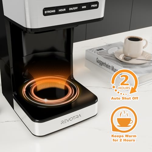 REVOTRA 12 Cup Programmable Coffee Maker, Hot and Iced Coffee Makers, Regular & Strong Brew Drip Coffee Machine, 1-4 Cup, 24H Timer, Auto Shut-Off, Keep Warm, Pause & Serve - My Kitchen Products